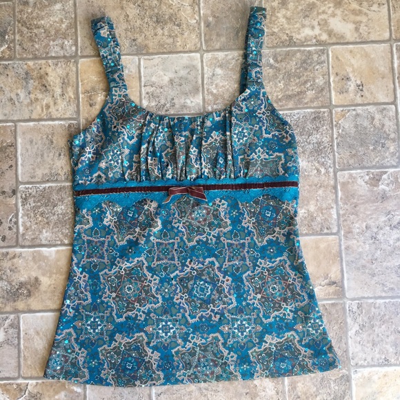 Turquoise patterned tank - Picture 1 of 5